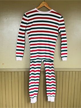 Crewcuts Striped 2 Piece Pajamas size 14 pink red green white Christmas holiday